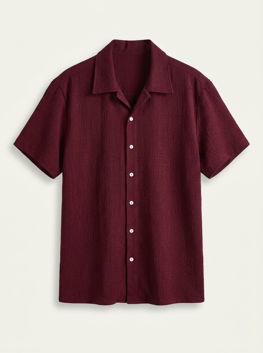 Casual Shirt with Cuban Collar and Button Front