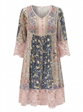 Naya | Women’s Boho Floral Lace Dress with Button Detail