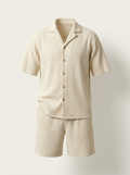 Milan | Textured Camp Collar Shirt & Shorts Set