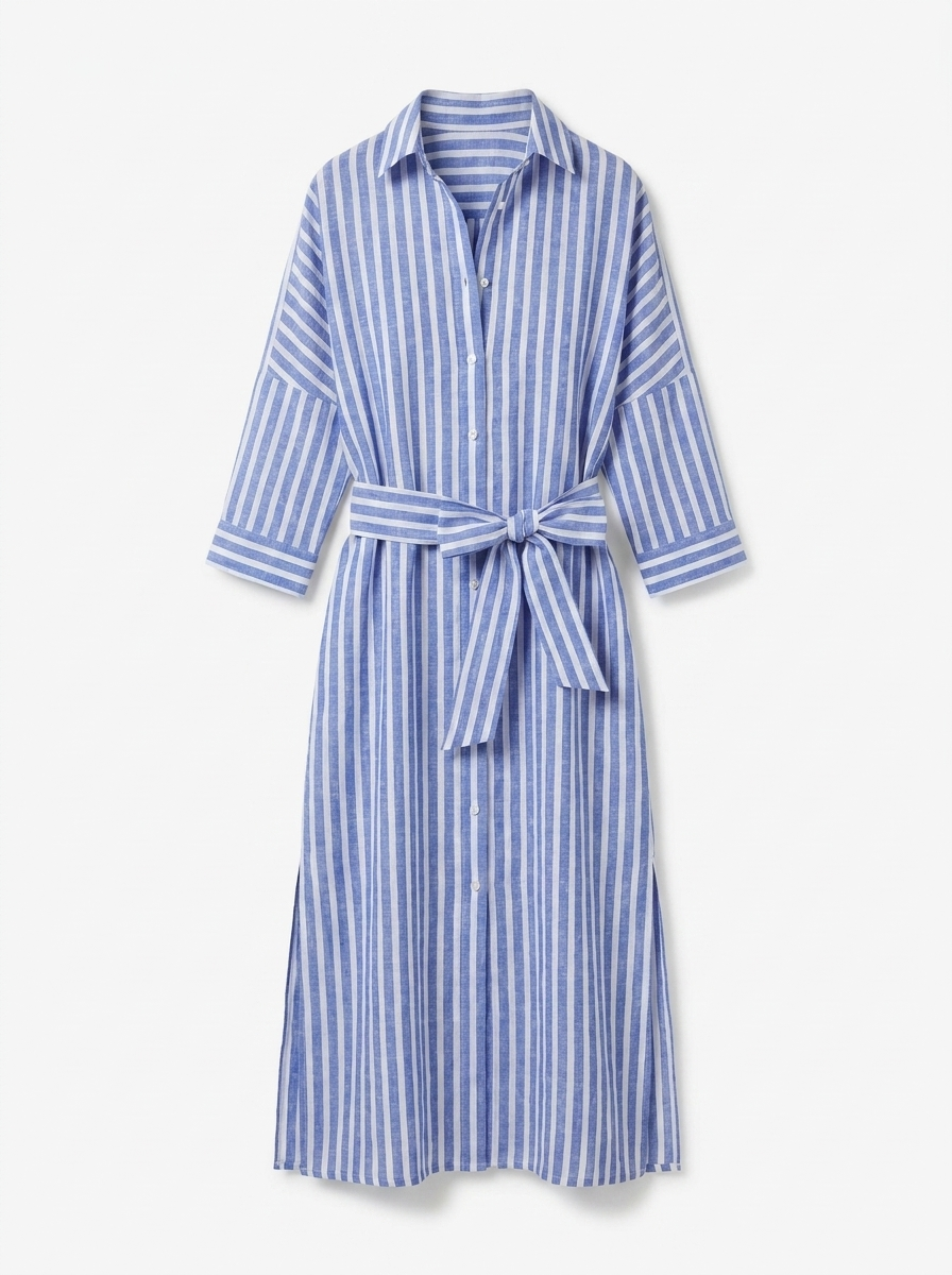 Sophia | Women’s Striped V-Neck Shirt Dress – Relaxed Summer Fit