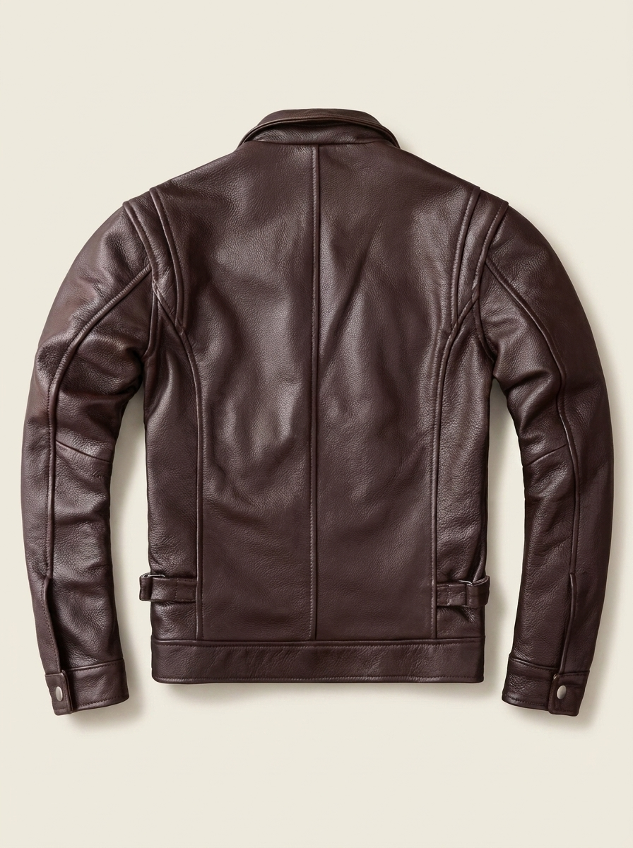 Declan | Men’s Leather Zip-Front Jacket with Shirt Collar