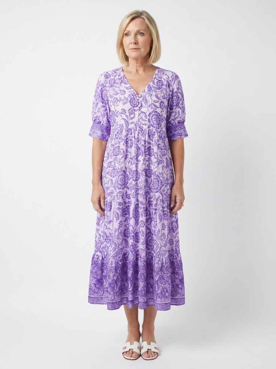 Keisha | Women’s Floral V-Neck Maxi Dress – Lightweight Flowy Fit