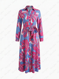 Lala | Women’s Floral Button-Down Maxi Shirt Dress with Waist Tie