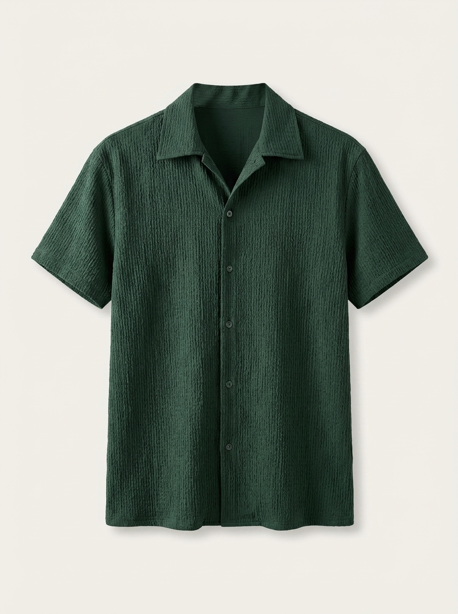 Casual Shirt with Cuban Collar and Button Front