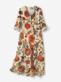 Aria | Women’s Vintage Abstract Linen Dress with Pockets