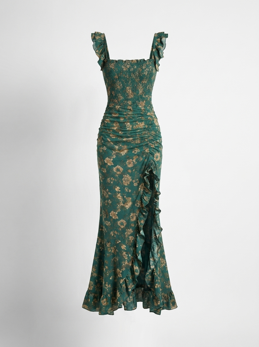Elara | Emerald Boho Maxi Dress