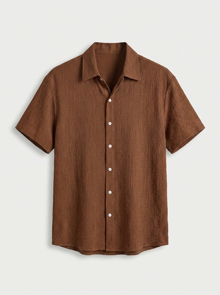 Casual Shirt with Cuban Collar and Button Front