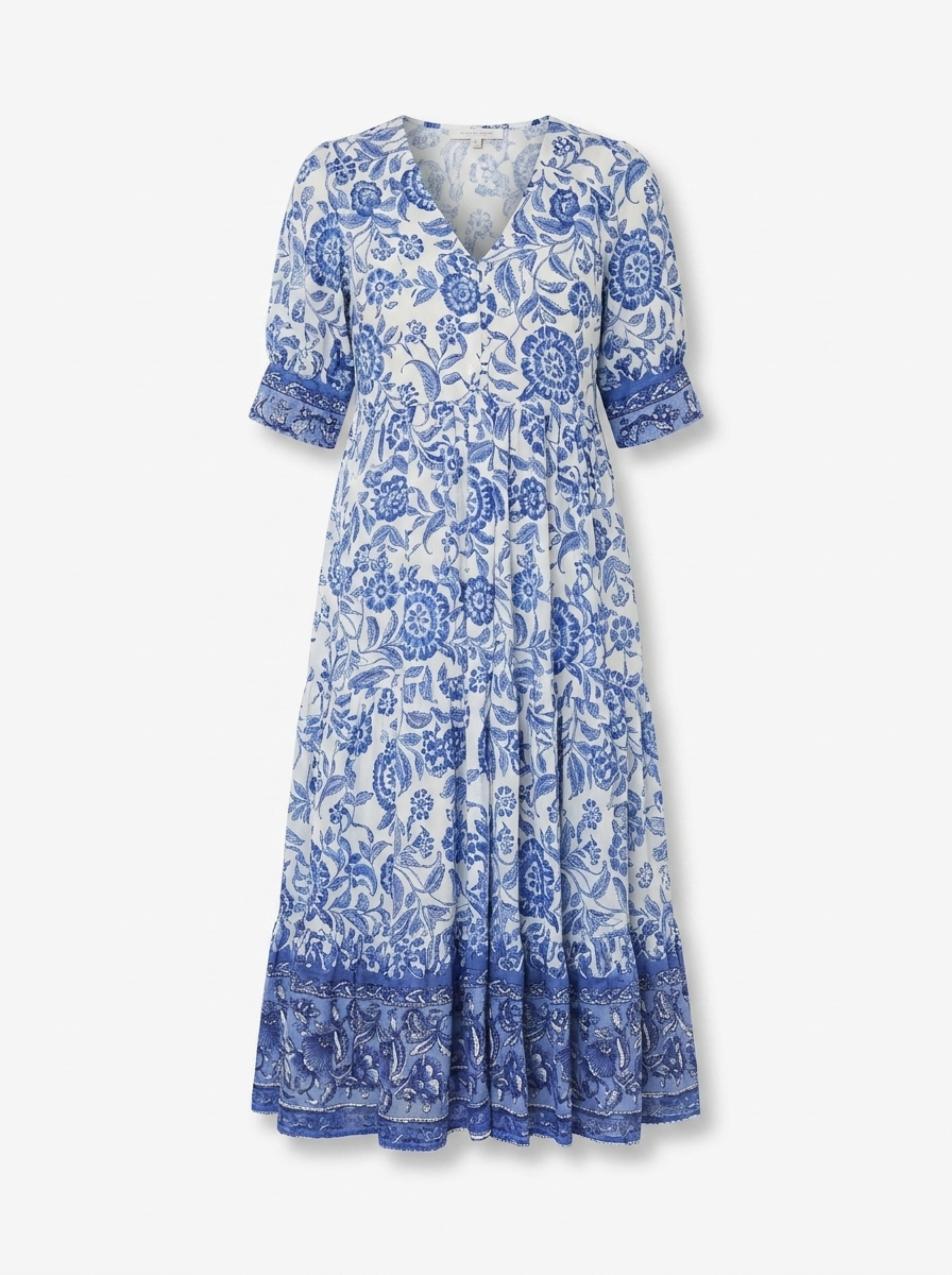 Keisha | Women’s Floral V-Neck Maxi Dress – Lightweight Flowy Fit