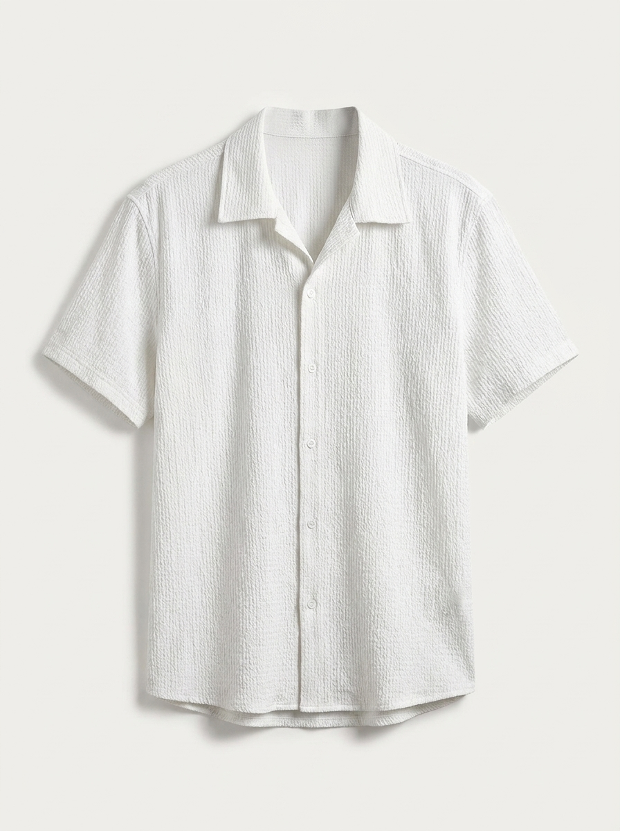 Casual Shirt with Cuban Collar and Button Front