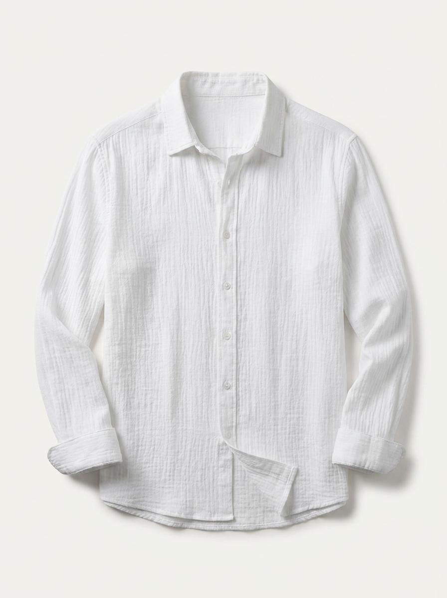 Ethan | Men’s Textured Long Sleeve Button-Up Shirt – Relaxed Fit