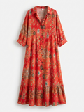 Rimmey | Women’s Boho V-Neck Midi Dress with Layered Skirt