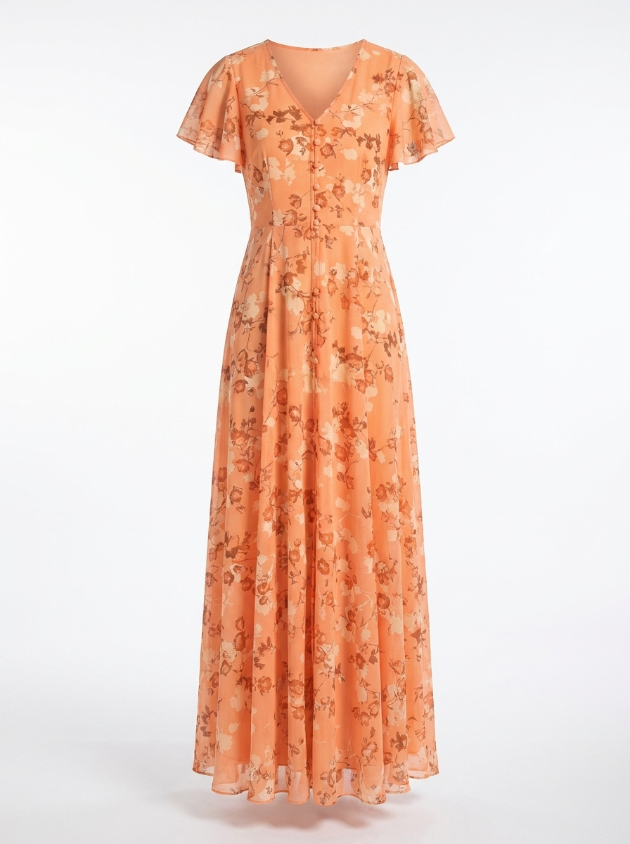 Zuri | Women’s Printed Maxi Dress with V-Neck – Lightweight Summer Fit