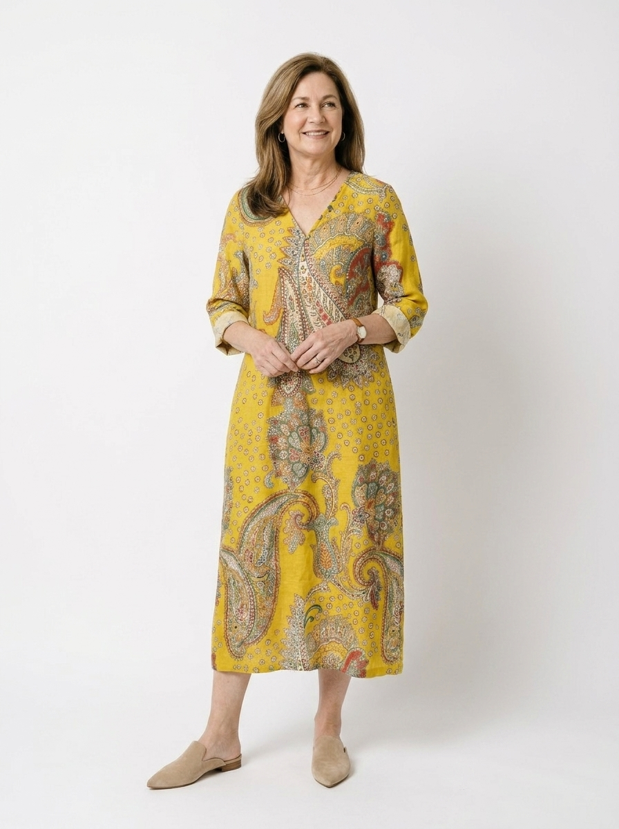 Solana | Golden Paisley Maxi Dress