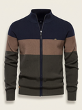 Callum | Men’s Colorblock Full-Zip Knit Sweater with Stand Collar