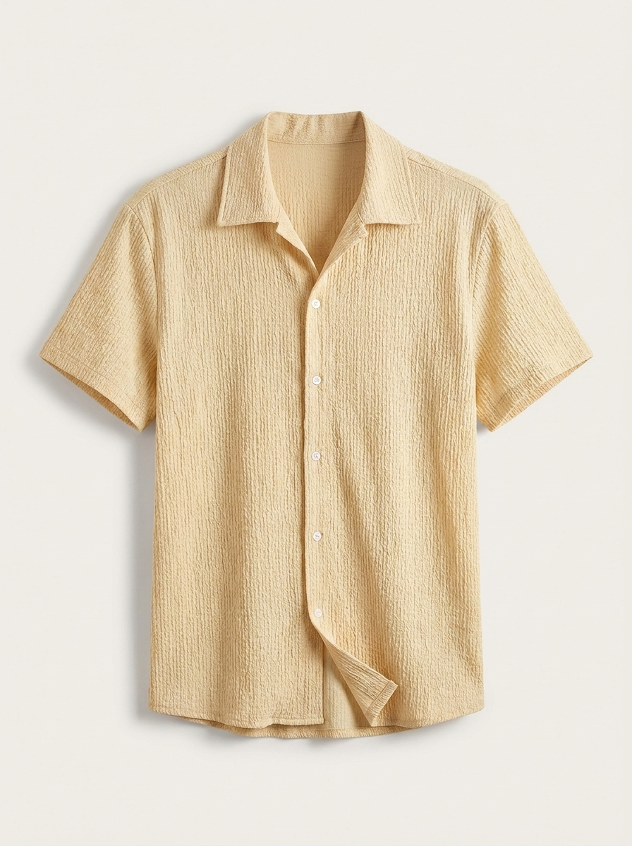 Casual Shirt with Cuban Collar and Button Front
