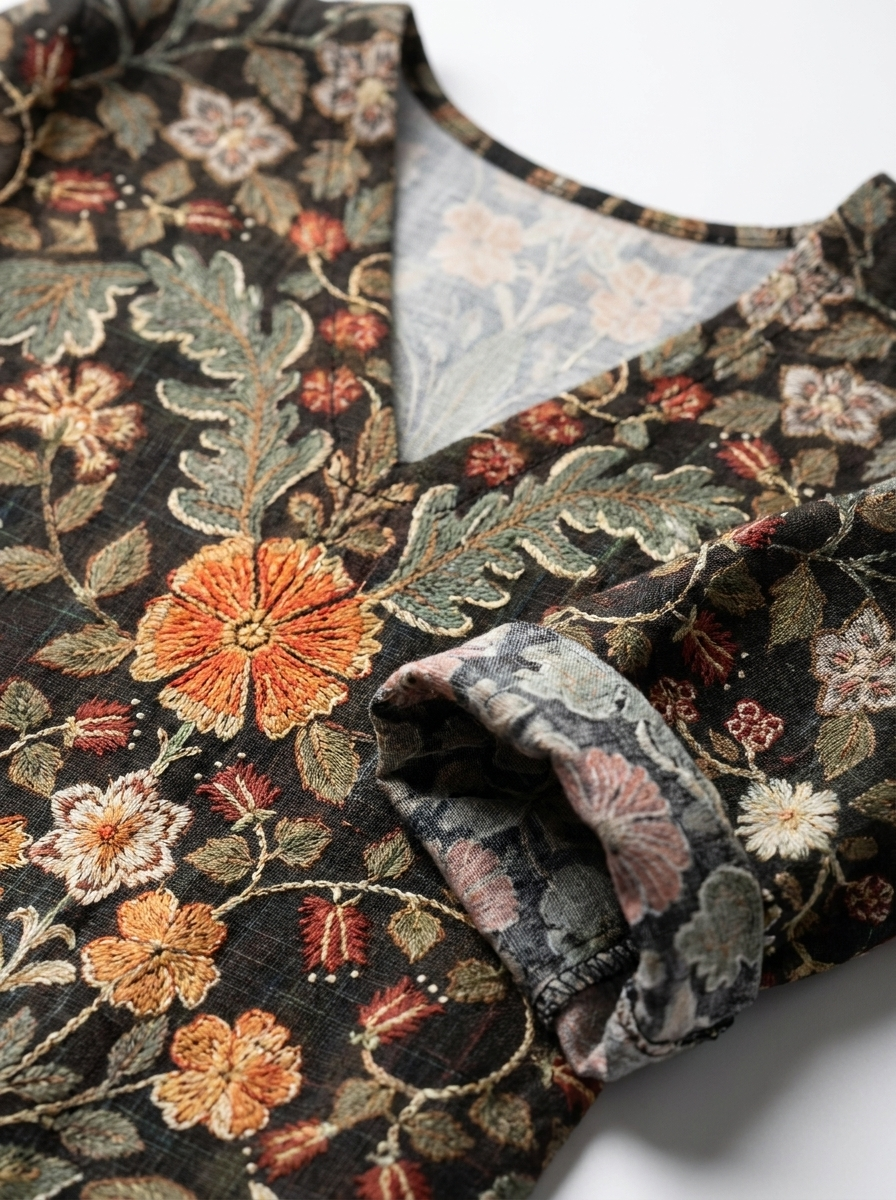 Seraphina | Women’s Vintage Abstract Linen Dress with Pockets