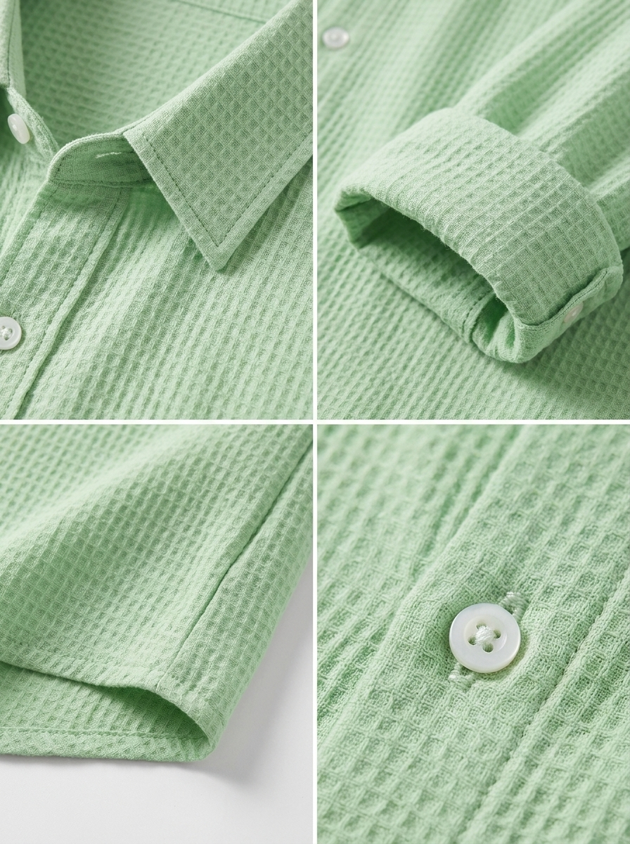 Ethan | Men’s Textured Long Sleeve Button-Up Shirt – Relaxed Fit