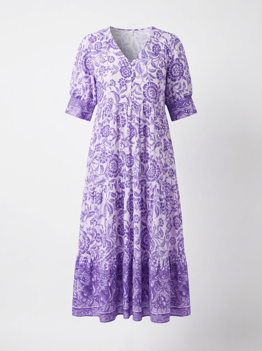 Keisha | Women’s Floral V-Neck Maxi Dress – Lightweight Flowy Fit