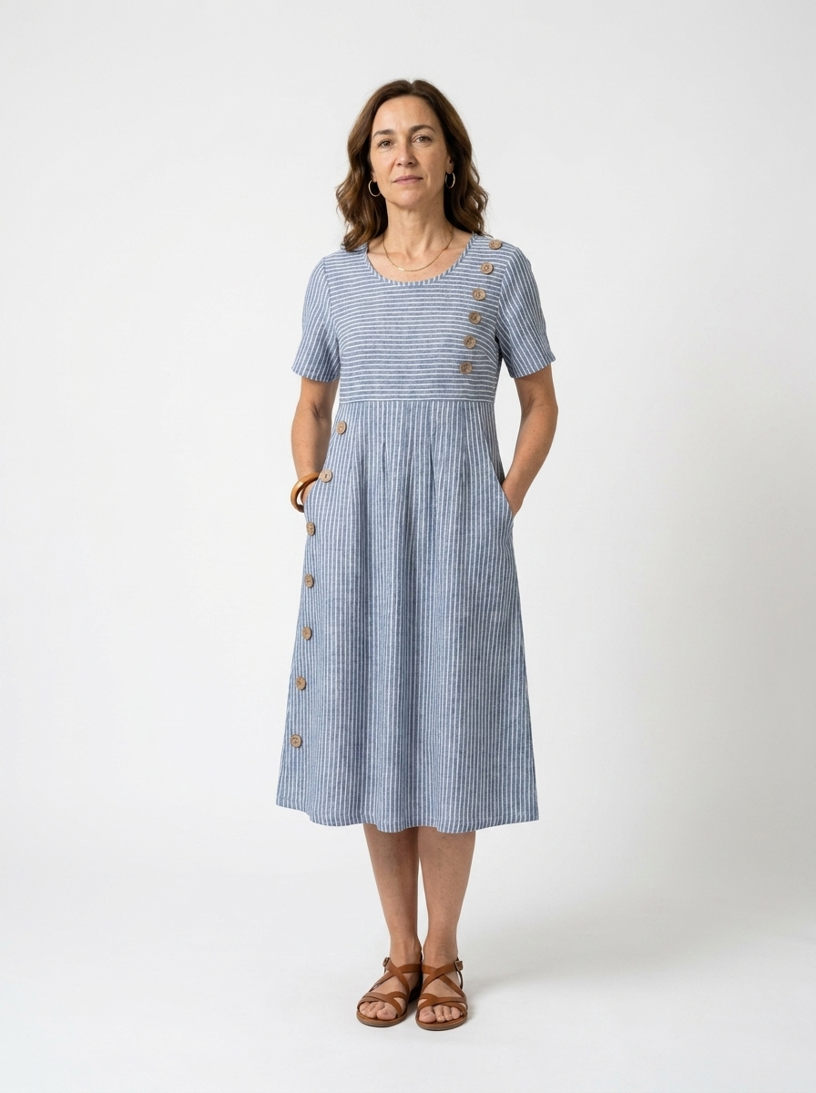 Sofia | Women’s Striped Midi Dress – Relaxed Summer Fit