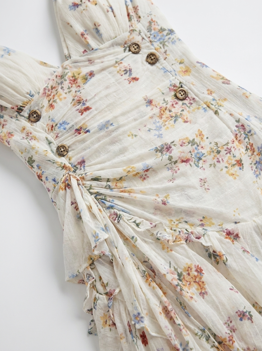 Isla | Ivory Wildflower Ruffle Dress