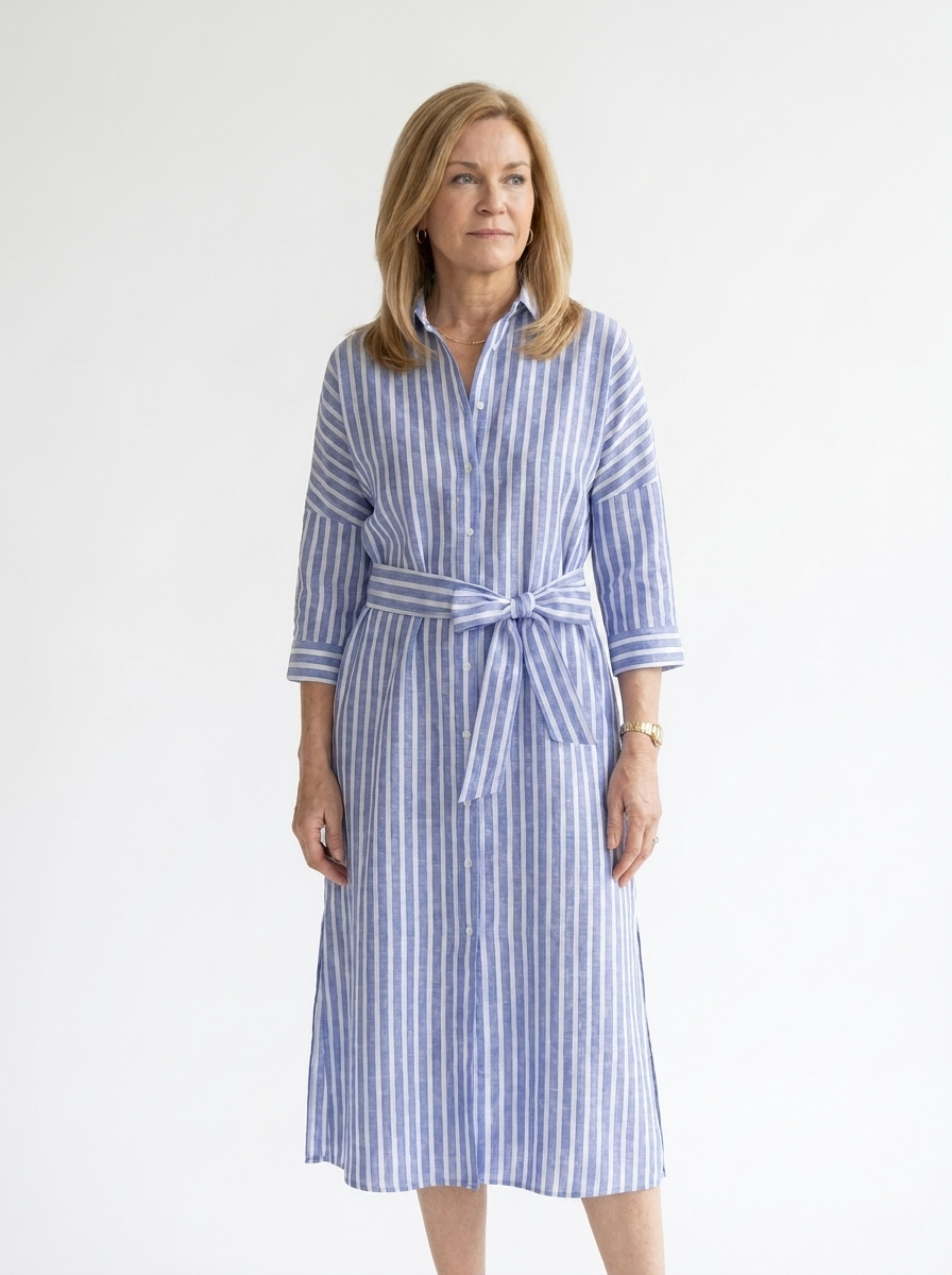Sophia | Women’s Striped V-Neck Shirt Dress – Relaxed Summer Fit
