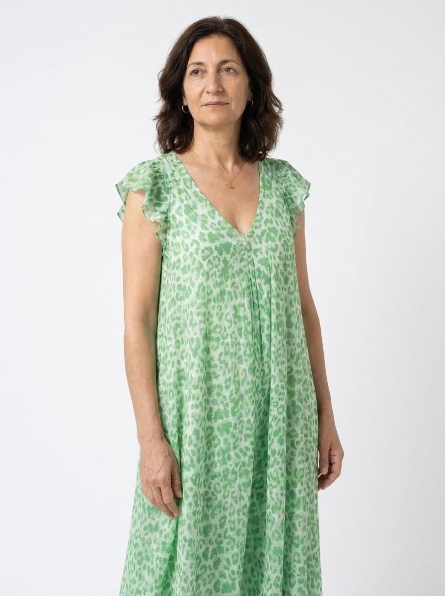 Glaiza | Women’s V-Neck Printed Maxi Dress with Side Pockets