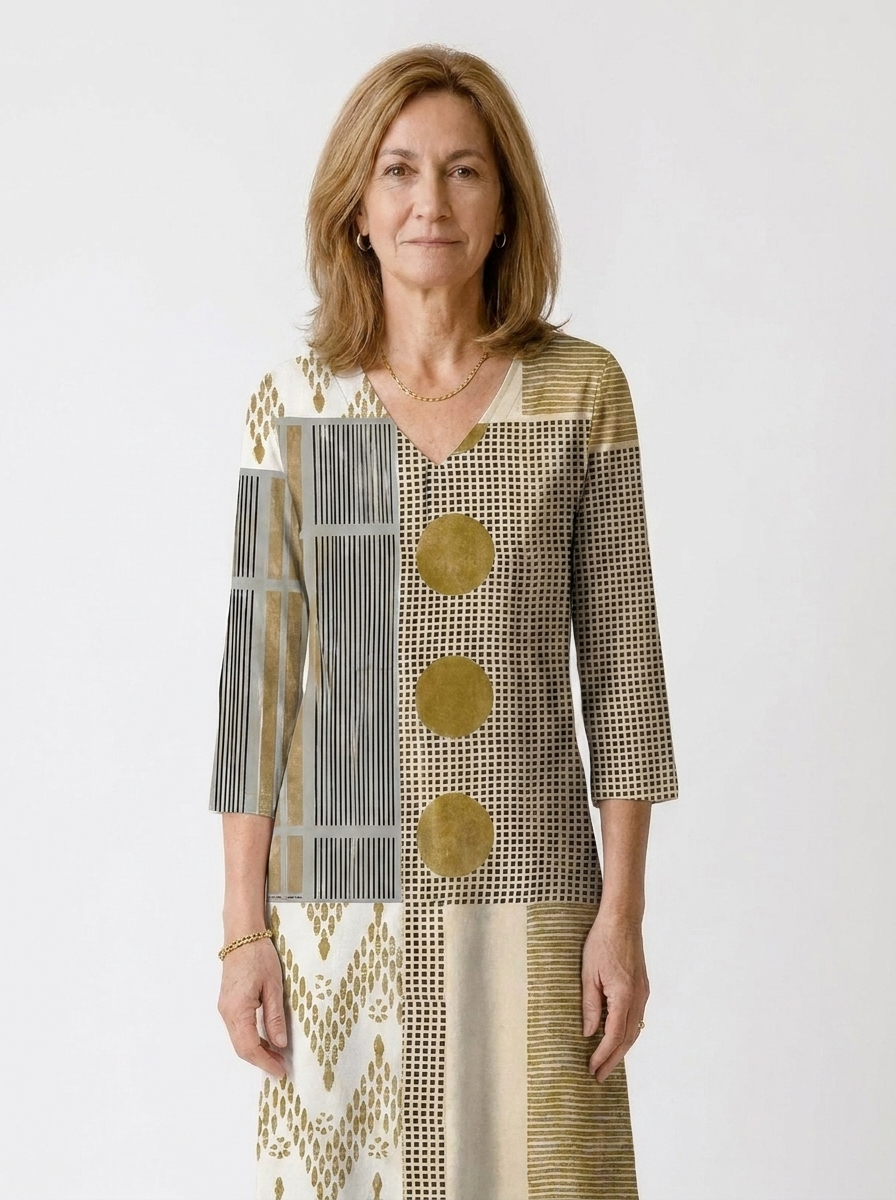 Elowen | Women’s Abstract Linen Dress with Pockets – Relaxed Summer Fit