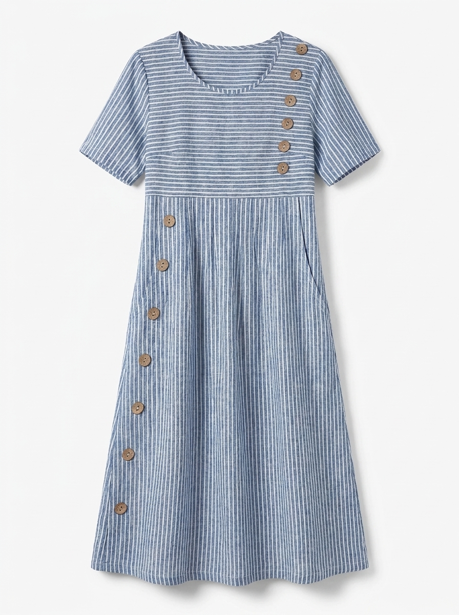 Sofia | Women’s Striped Midi Dress – Relaxed Summer Fit