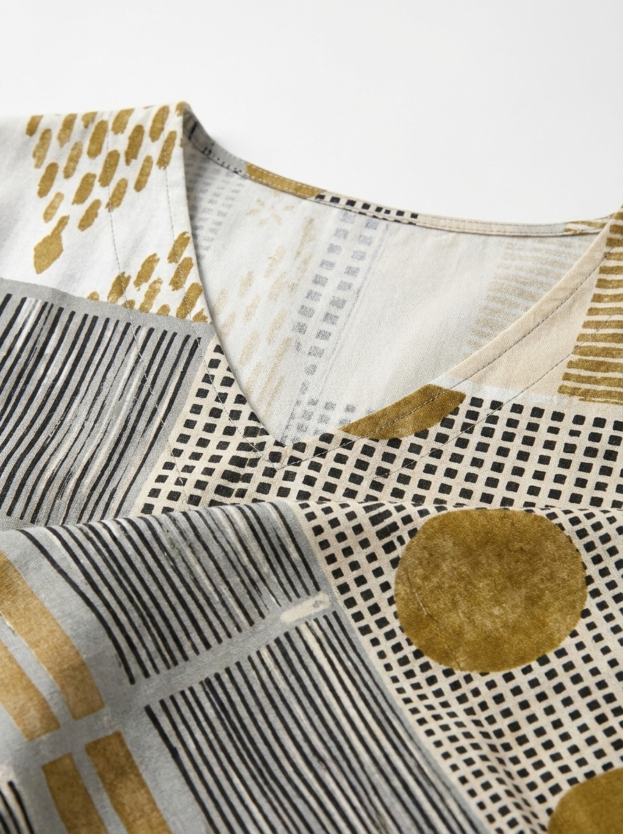 Elowen | Women’s Abstract Linen Dress with Pockets – Relaxed Summer Fit
