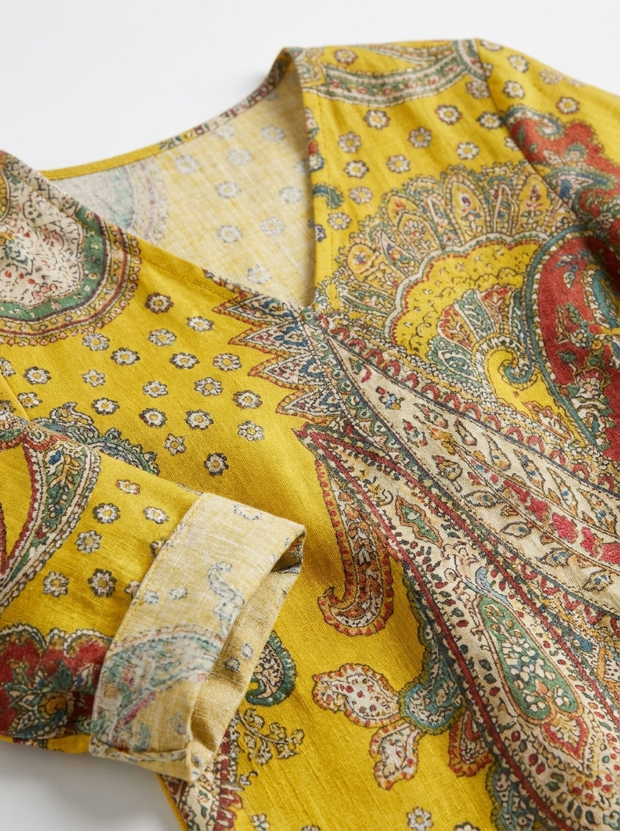 Solana | Golden Paisley Maxi Dress