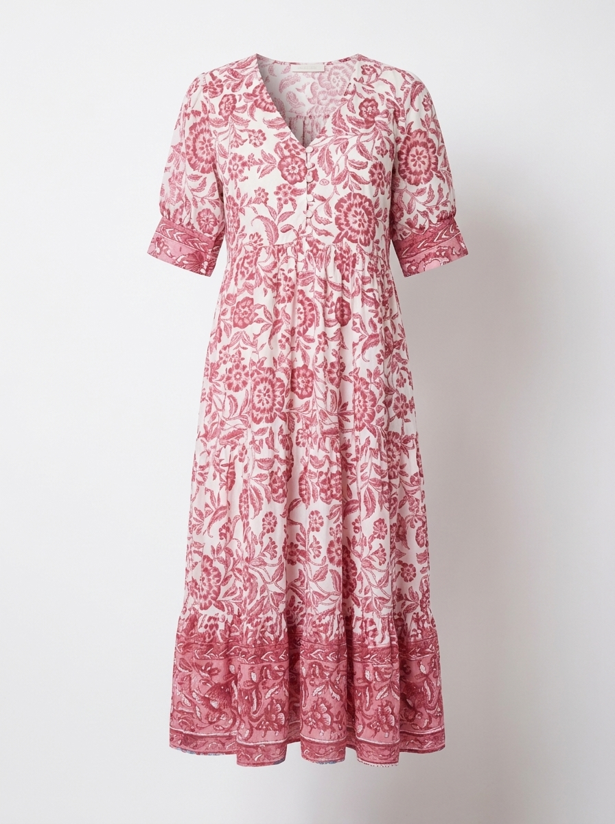 Keisha | Women’s Floral V-Neck Maxi Dress – Lightweight Flowy Fit