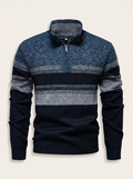 Everett | Men’s Striped Quarter-Zip Knit Sweater – Long Sleeve Pullover
