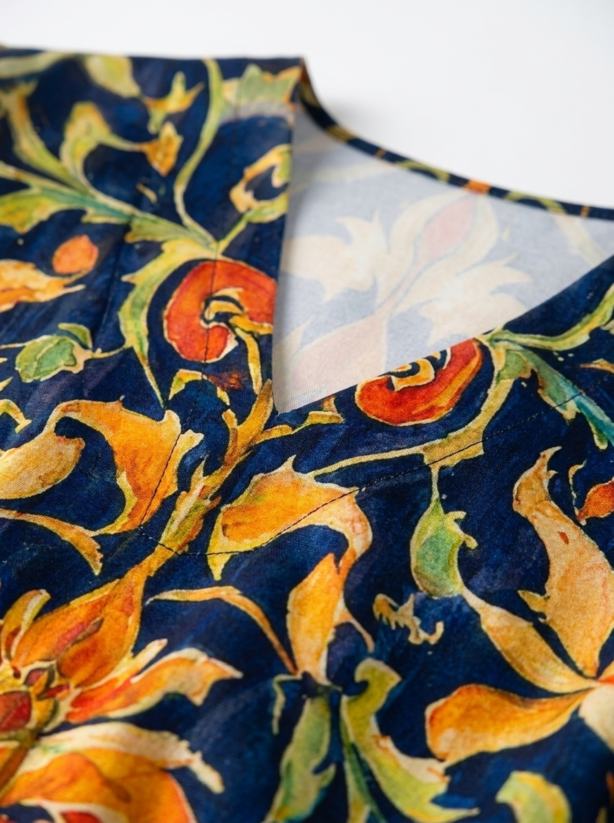 Maris | Women’s Vintage Abstract Linen Dress with Pockets