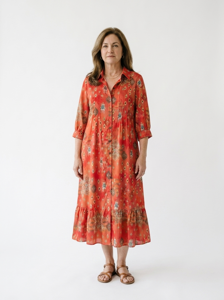 Rimmey | Women’s Boho V-Neck Midi Dress with Layered Skirt