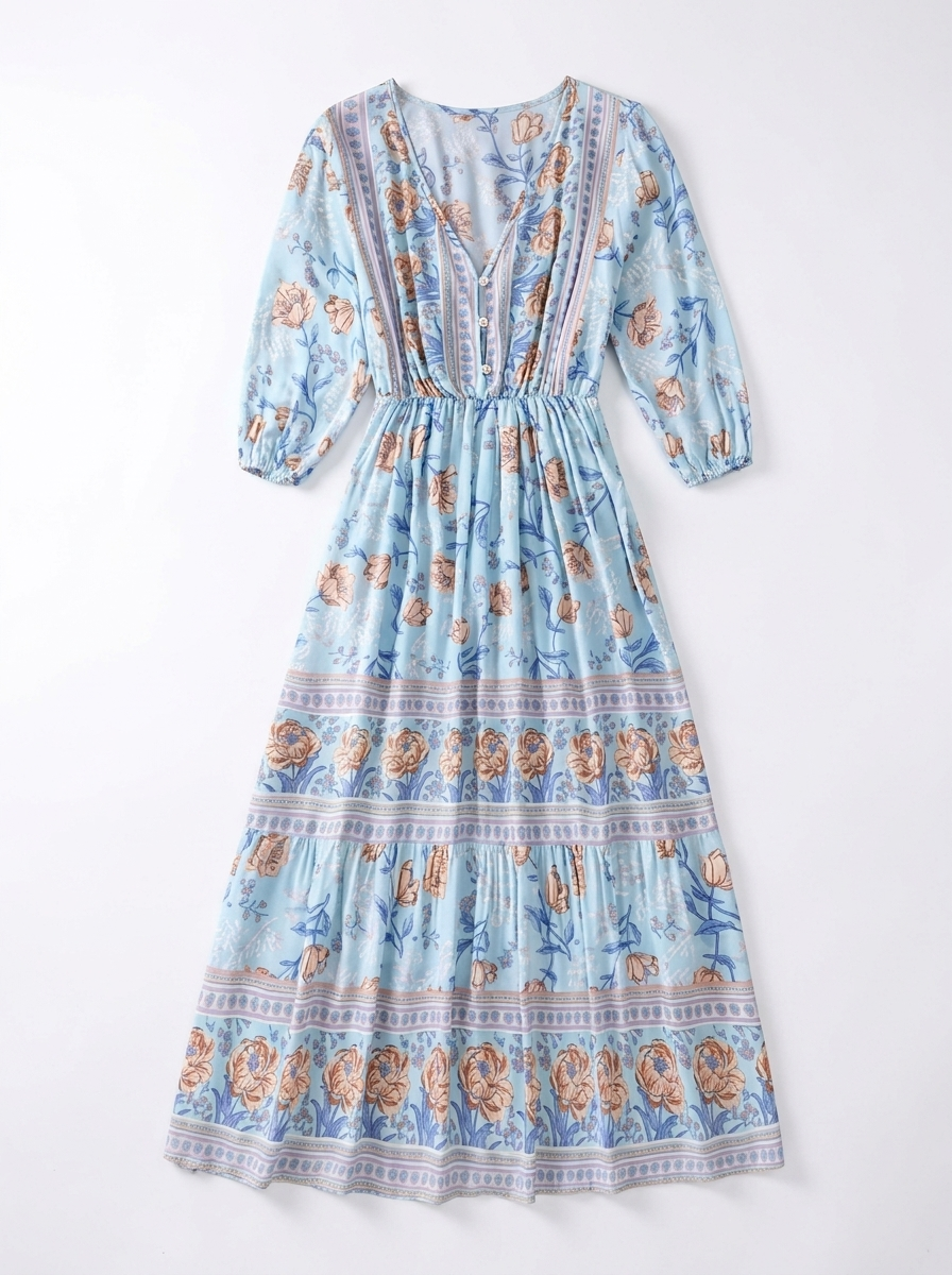 Marino | Women’s Paisley Tiered Maxi Dress with Tie Waist