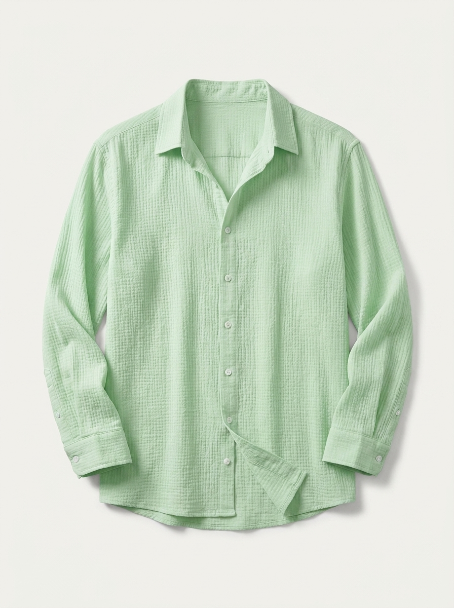 Ethan | Men’s Textured Long Sleeve Button-Up Shirt – Relaxed Fit