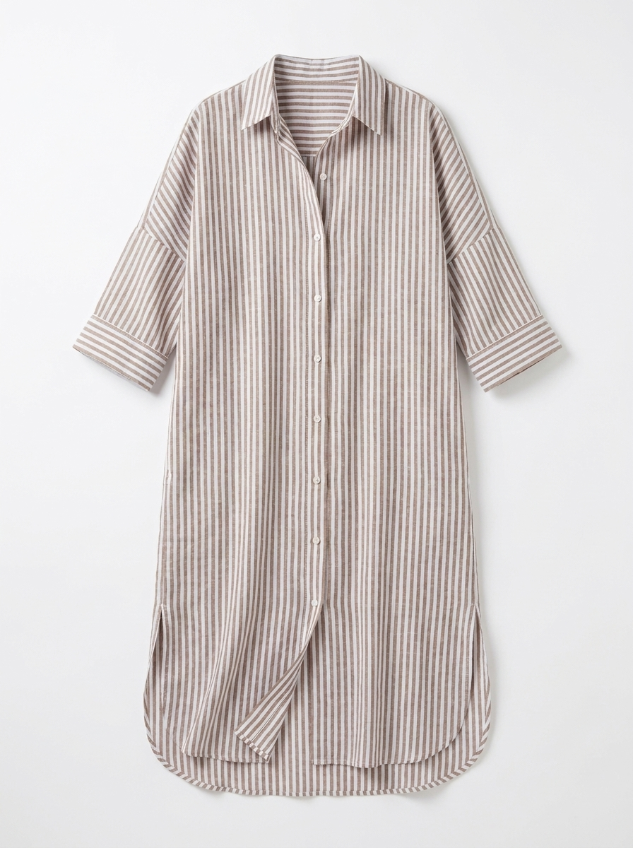Sophia | Women’s Striped V-Neck Shirt Dress – Relaxed Summer Fit