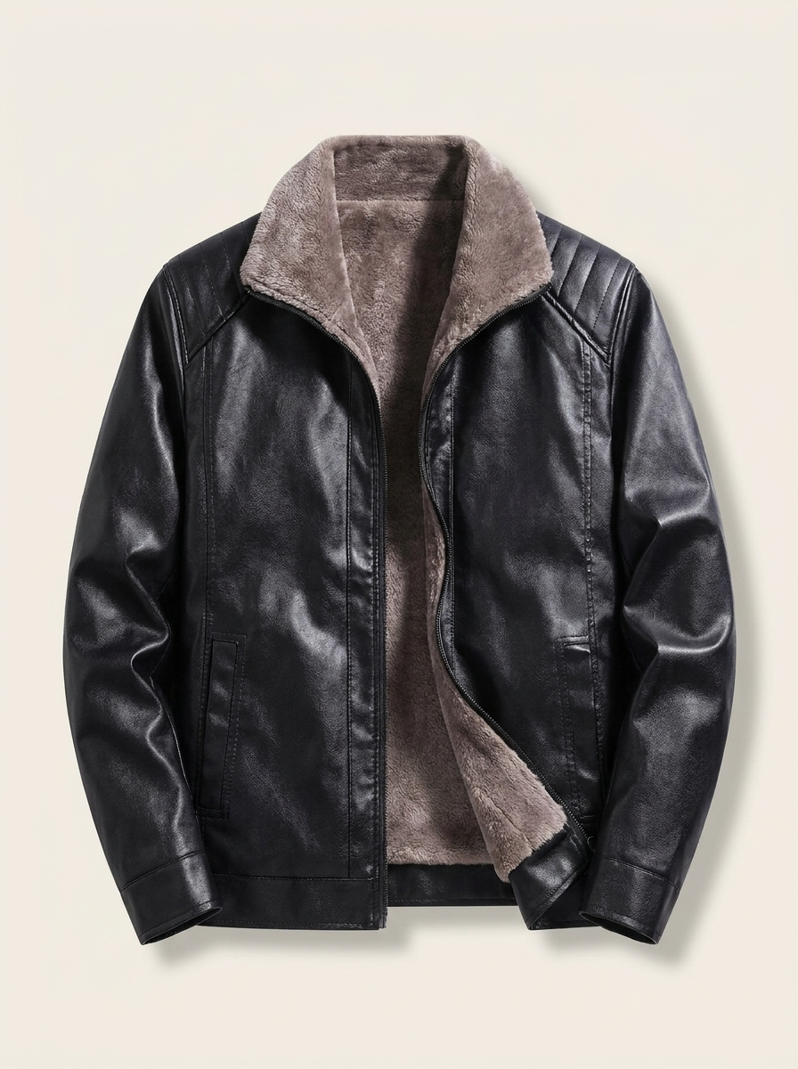 Dorian | Men’s Faux Leather Sherpa-Lined Zip Jacket
