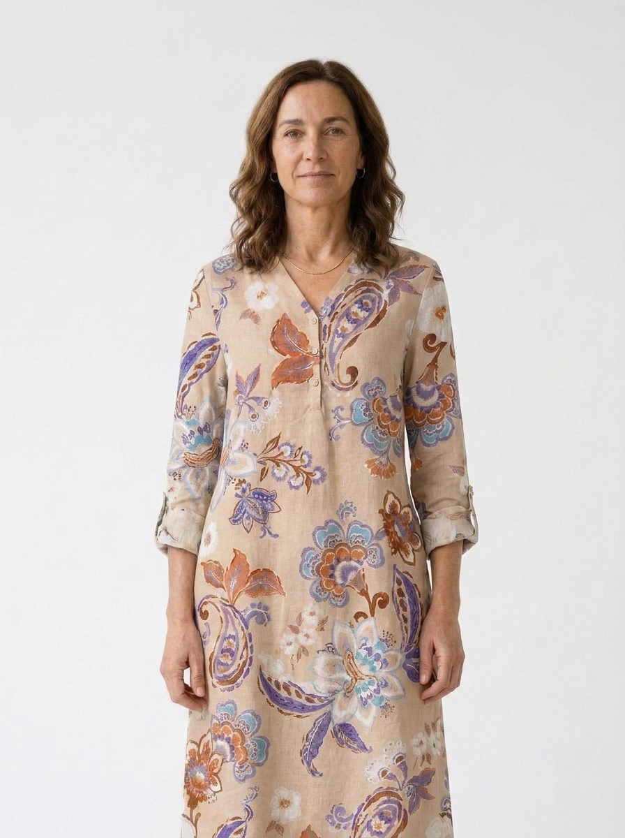 Elara | Women’s Floral Maxi Dress with Relaxed Fit & Side Pockets