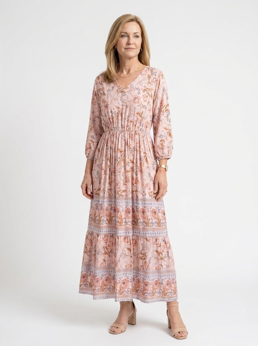 Marino | Women’s Paisley Tiered Maxi Dress with Tie Waist