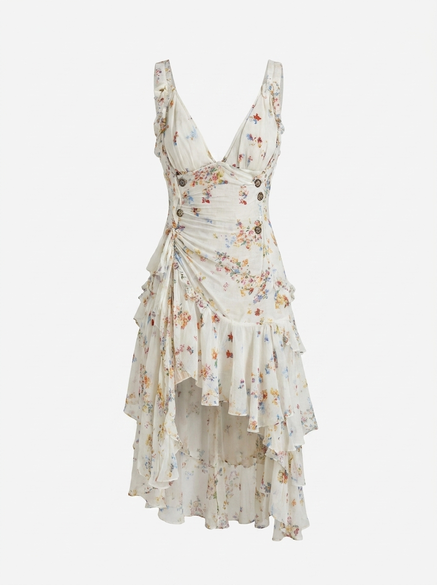 Isla | Ivory Wildflower Ruffle Dress