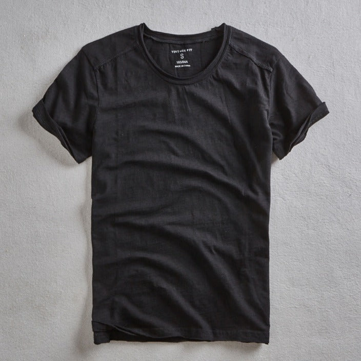 Vintage Wash Organic T-Shirt with Crew Neck and Short Sleeves