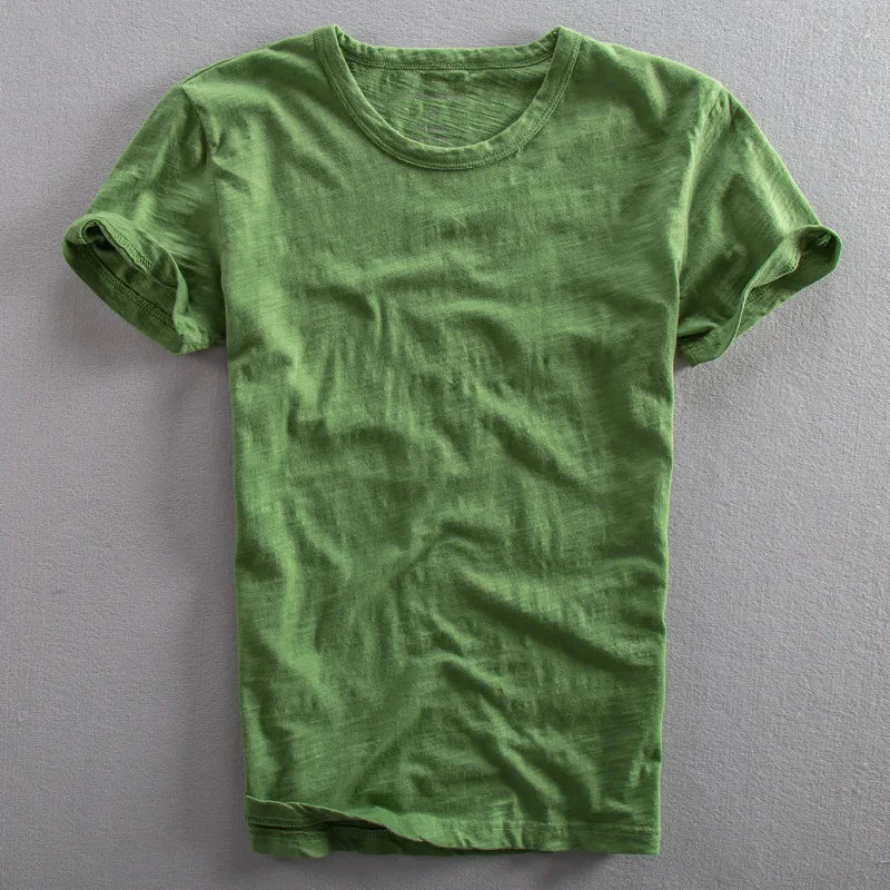 Vintage Wash Organic T-Shirt with Crew Neck and Short Sleeves