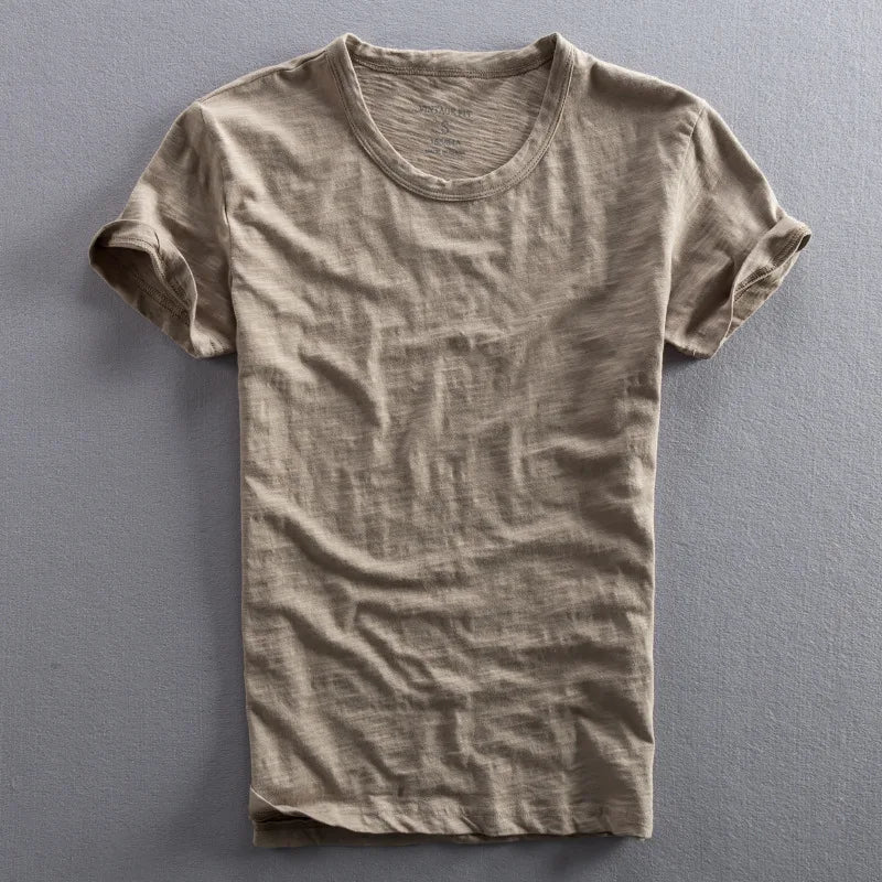 Vintage Wash Organic T-Shirt with Crew Neck and Short Sleeves
