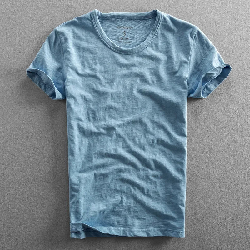 Vintage Wash Organic T-Shirt with Crew Neck and Short Sleeves