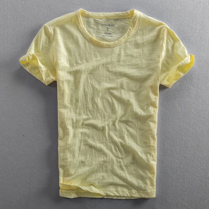 Vintage Wash Organic T-Shirt with Crew Neck and Short Sleeves