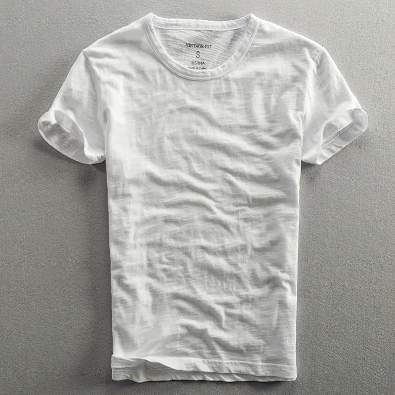 Vintage Wash Organic T-Shirt with Crew Neck and Short Sleeves