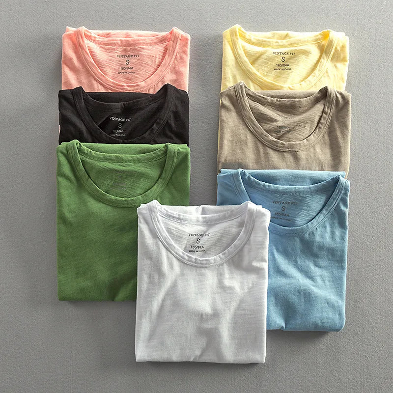 Vintage Wash Organic T-Shirt with Crew Neck and Short Sleeves