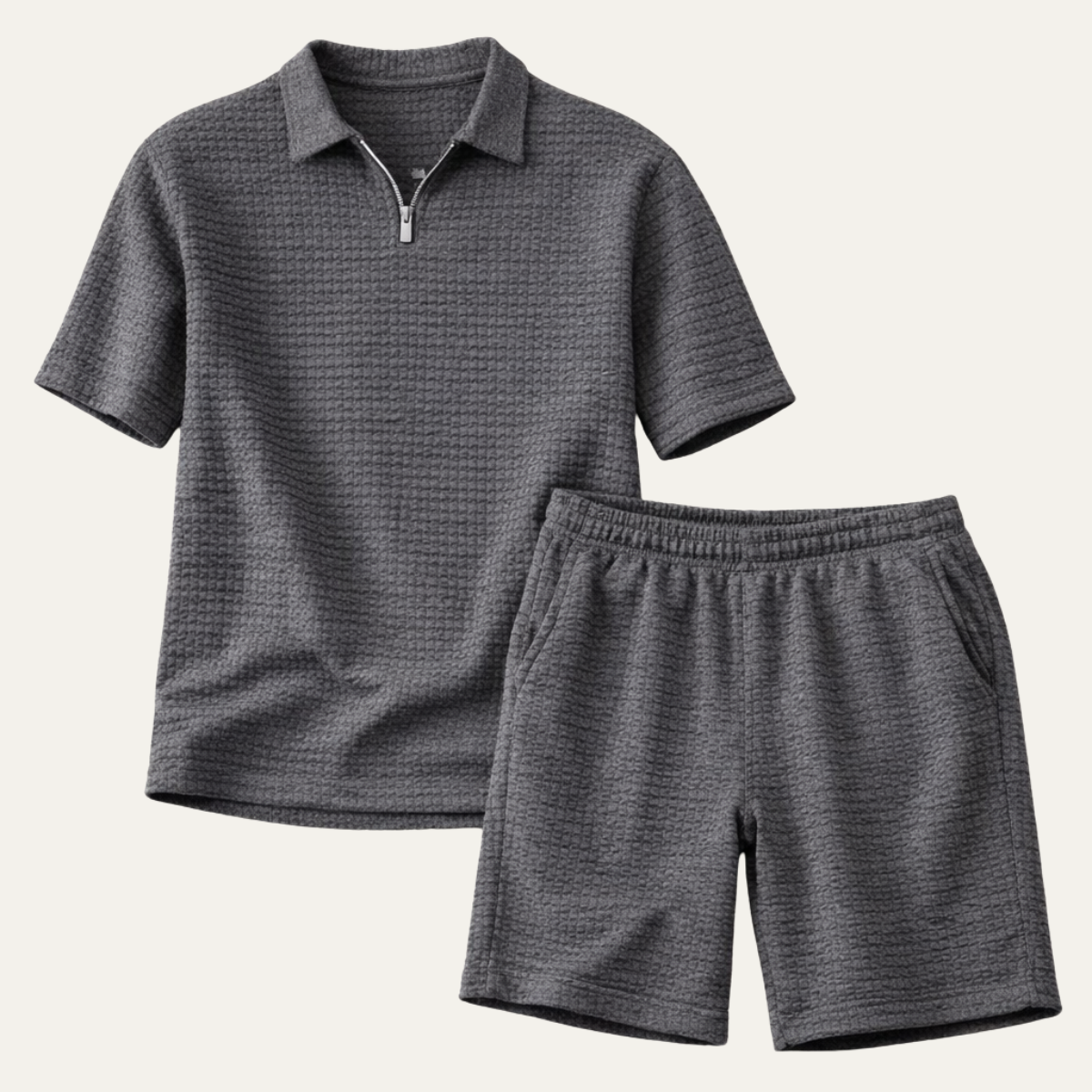 Waffle Knit Polo and Shorts Set – Relaxed Summer Co-Ord