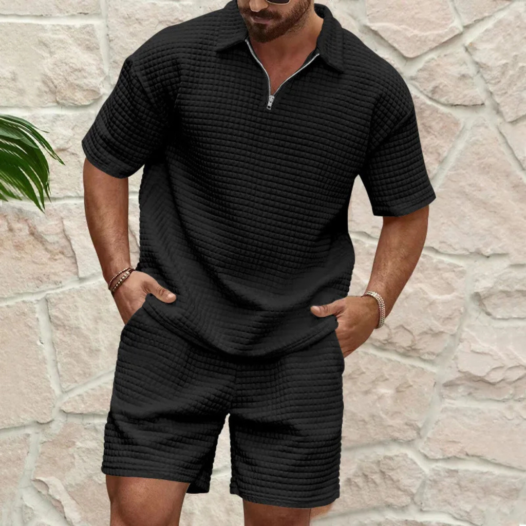 Waffle Knit Polo and Shorts Set – Relaxed Summer Co-Ord